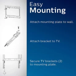Philips Fixed TV Wall Mount, Up to 55in., Black