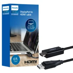 Philips 6 ft. DisplayPort to HDMI Cable, Black