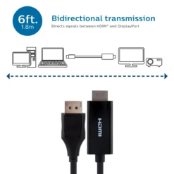 Philips 6 ft. DisplayPort to HDMI Cable, Black