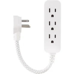 Philips 1 Ft Indoor Extension Cord with Surge Protection, 3-Outlet, Flat Plug, White