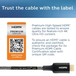Philips 6ft. 4K Premium HDMI Cable With Ethernet, Black