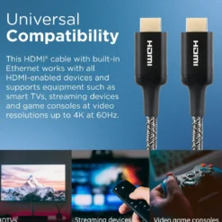 Philips 10ft. 4K Premium HDMI Cable with Ethernet, Black