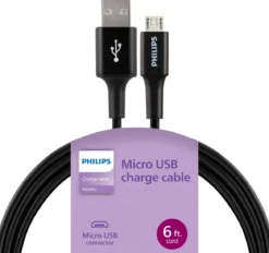 Philips 6ft. Micro USB Charging Cable, Black
