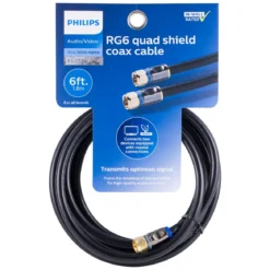 Philips 6ft. Quad Shield Coaxial Cable, Black