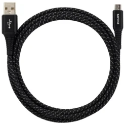 Philips 6ft. USB-A to Micro USB Charging Cable with Braided Cord, Black