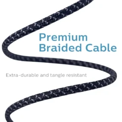 Philips 6ft. USB-A to Micro USB Charging Cable with Braided Cord, Black