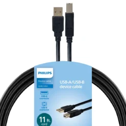 Philips 11ft. USB-A to USB-B Device Cable, Black