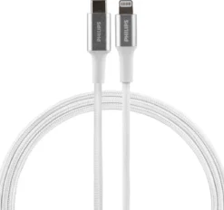 Philips 3ft. USB-C Lightning Charging Cable with Braided Cord, White