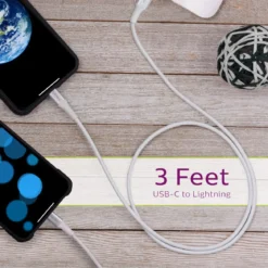 Philips 3ft. USB-C Lightning Charging Cable with Braided Cord, White