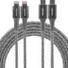 Philips 6ft. USB-C to Lightning Charging Cable with Braided Cord, 2 Pack, Gray