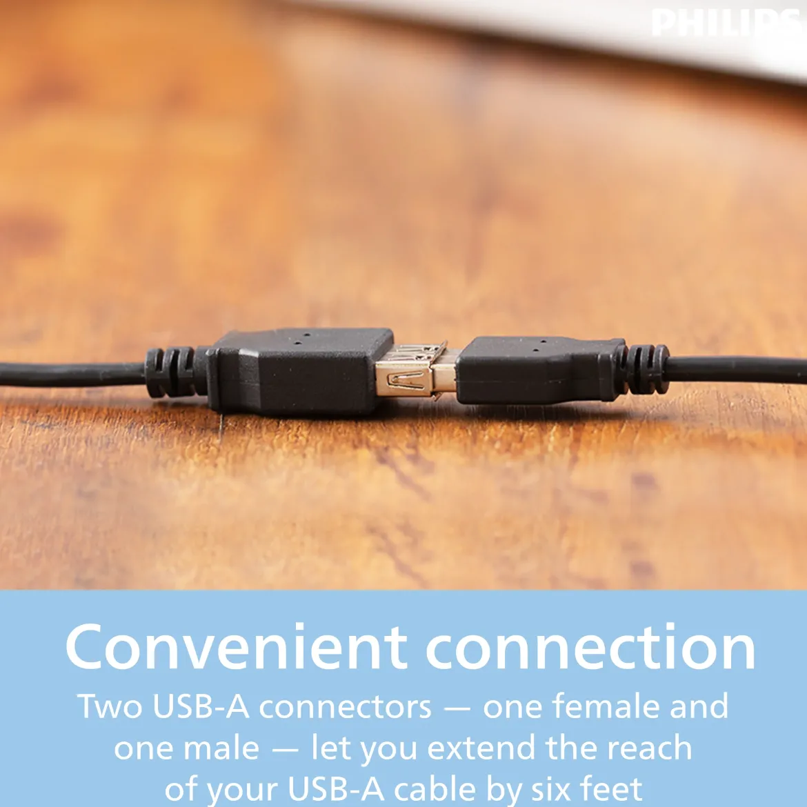 Philips 6ft. USB Extension Cable, Black