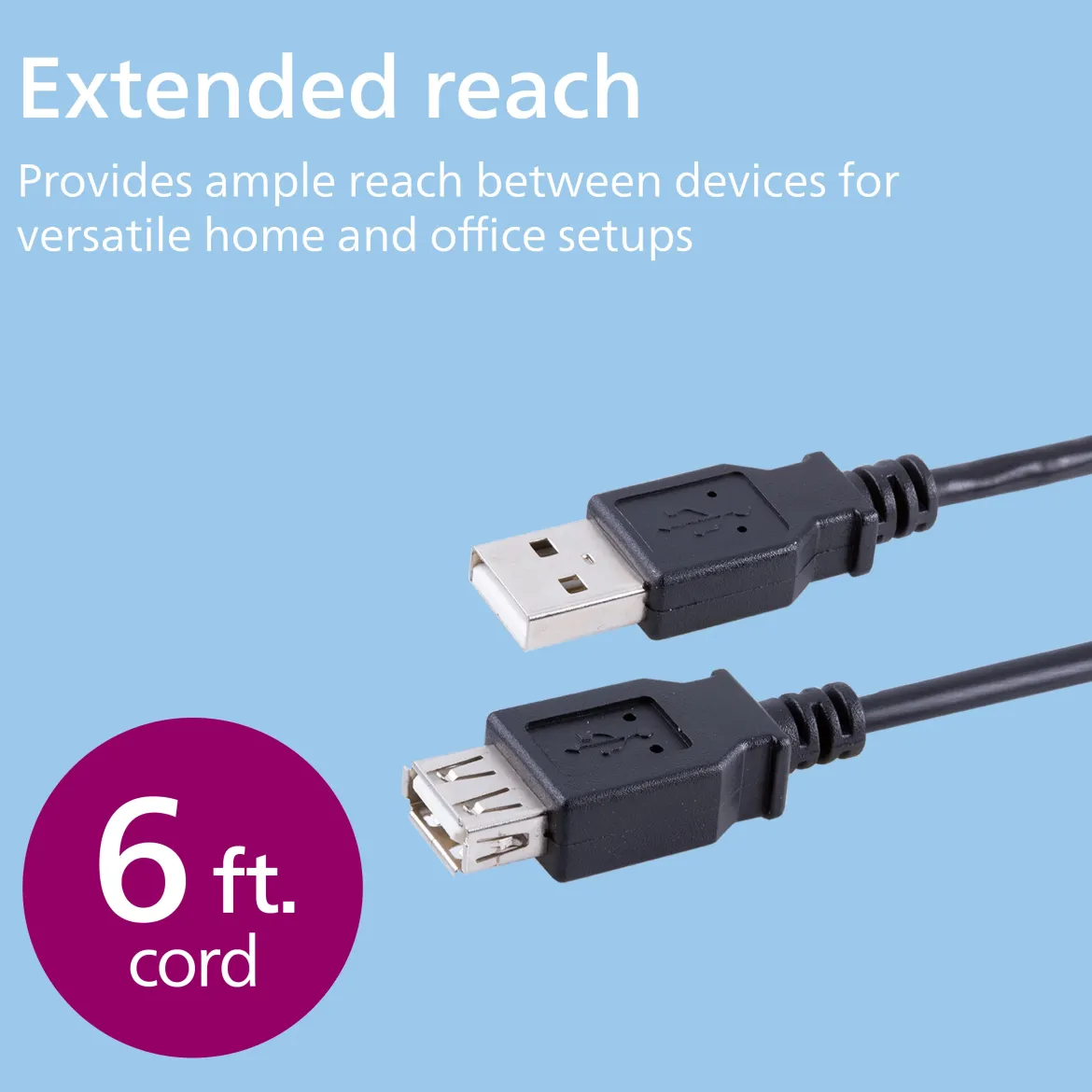 Philips 6ft. USB Extension Cable, Black