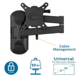 Philips Full-Motion TV Wall Mount, Up to 55in., Black