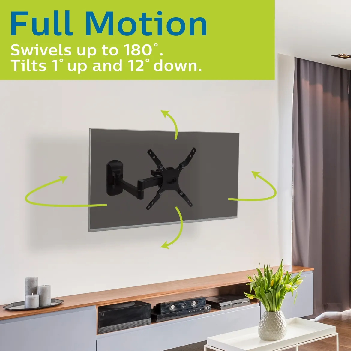 Philips Full-Motion TV Wall Mount, Up to 55in., Black