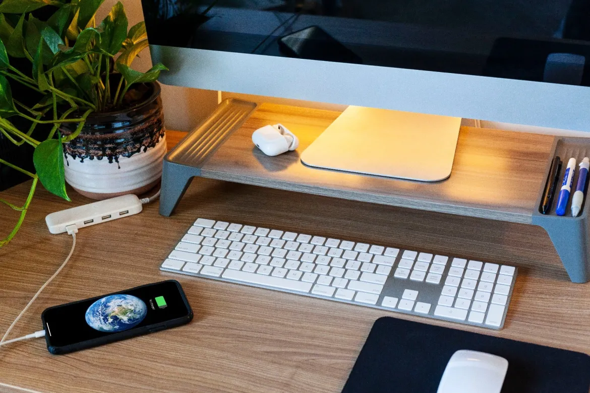 Philips Monitor Stand, Brown Wood