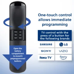 Philips OneTouch Streaming Replacement Remote Control, Streaming, Backlit, Black
