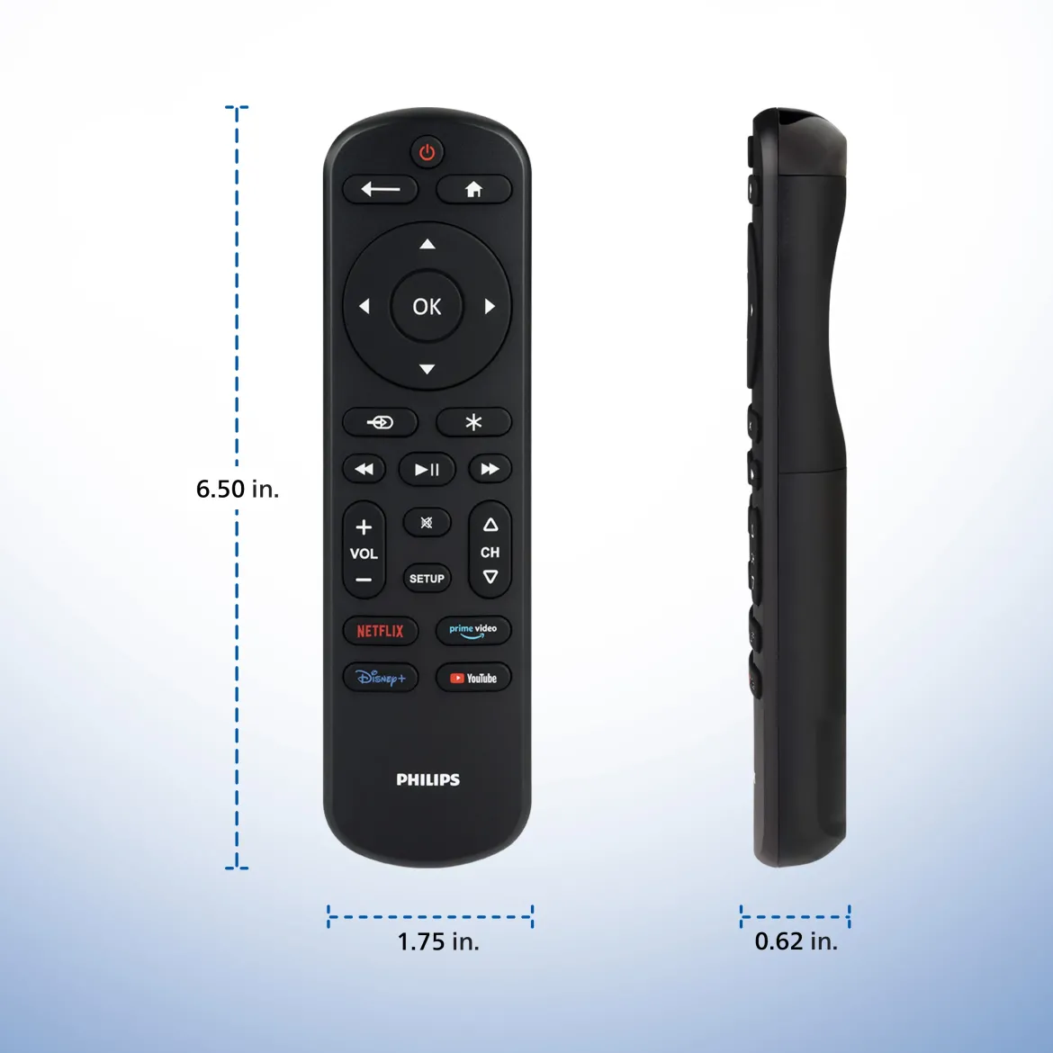 Philips OneTouch Streaming Replacement Remote Control, Streaming, Backlit, Black