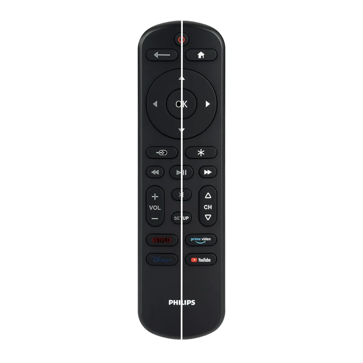 Philips OneTouch Streaming Replacement Remote Control, Streaming, Backlit, Black