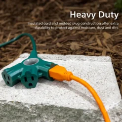 Philips 3-Outlet EZGrip Grounded Extension Cord, 25 ft., Indoor/Outdoor, Green