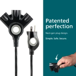 Philips 3-Outlet EZGrip Grounded Extension Cord, 50ft., Indoor/Outdoor, Black