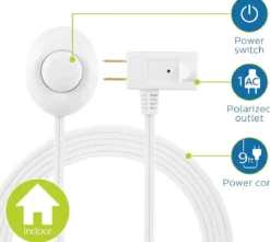 Philips 1-Outlet 9ft. Extension Cord with Foot Switch, White