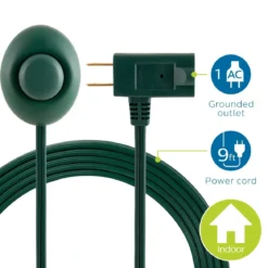 Philips 1-Outlet 9ft. Extension Cord with Foot Switch, Green