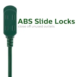 Philips 3-Outlet 15ft. Extension Cord with Flat Plug, Green