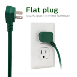 Philips 3-Outlet 15ft. Extension Cord with Flat Plug, Green