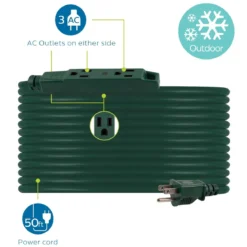 Philips 3-Outlet 25ft. Outdoor Extension Cord with Power Block, Green