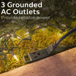 Philips 3-Outlet 25ft. Outdoor Extension Cord with Power Block, Green