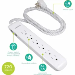 Philips 6-Outlet 4ft. Surge Protector, White