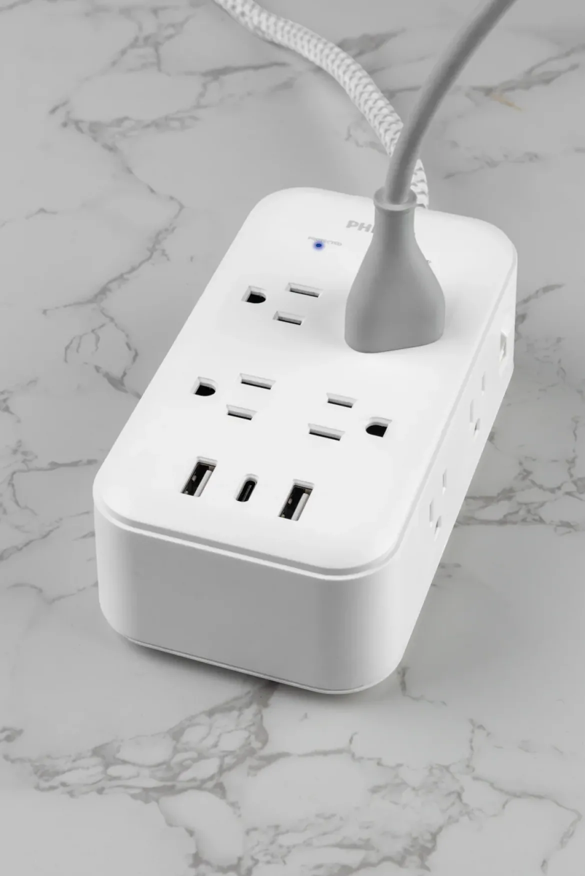 Philips 8-Outlet 6ft. Surge Protector with USB Charging, White
