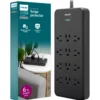 Philips 12-Outlet 6ft. Surge Protector with Adapter-Spaced Outlets, Black