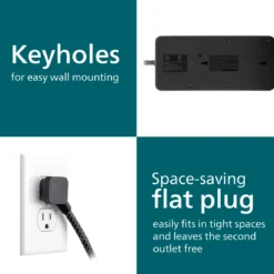 Philips 12-Outlet 6ft. Surge Protector with Adapter-Spaced Outlets, Black