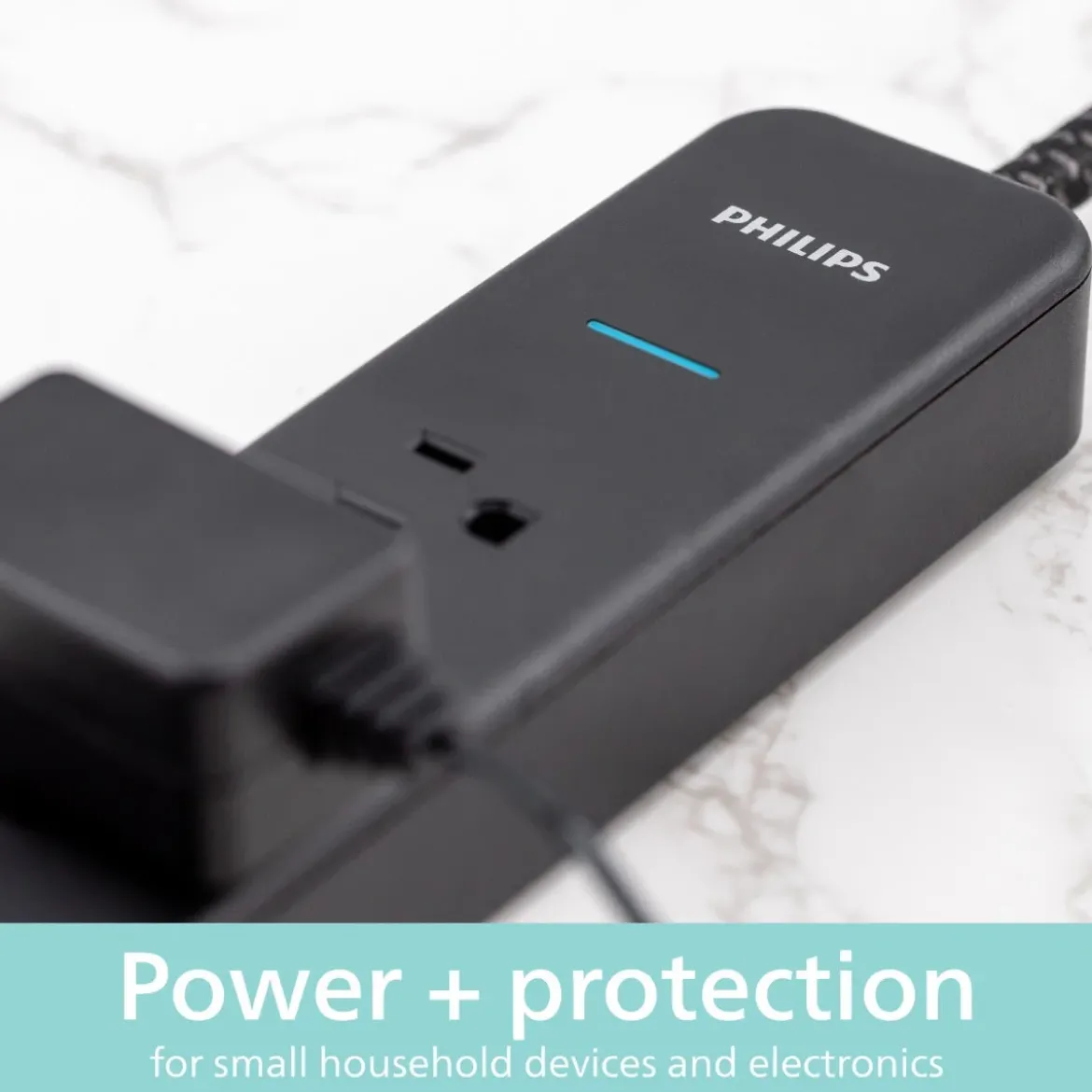 Philips 4-Outlet 4ft. Surge Protector with Adapter-Spaced Outlets, Black