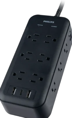 Philips 12-Outlet 8ft. Surge Protector with USB Charging, Black