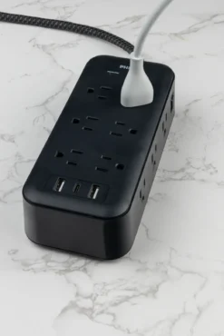 Philips 12-Outlet 8ft. Surge Protector with USB Charging, Black