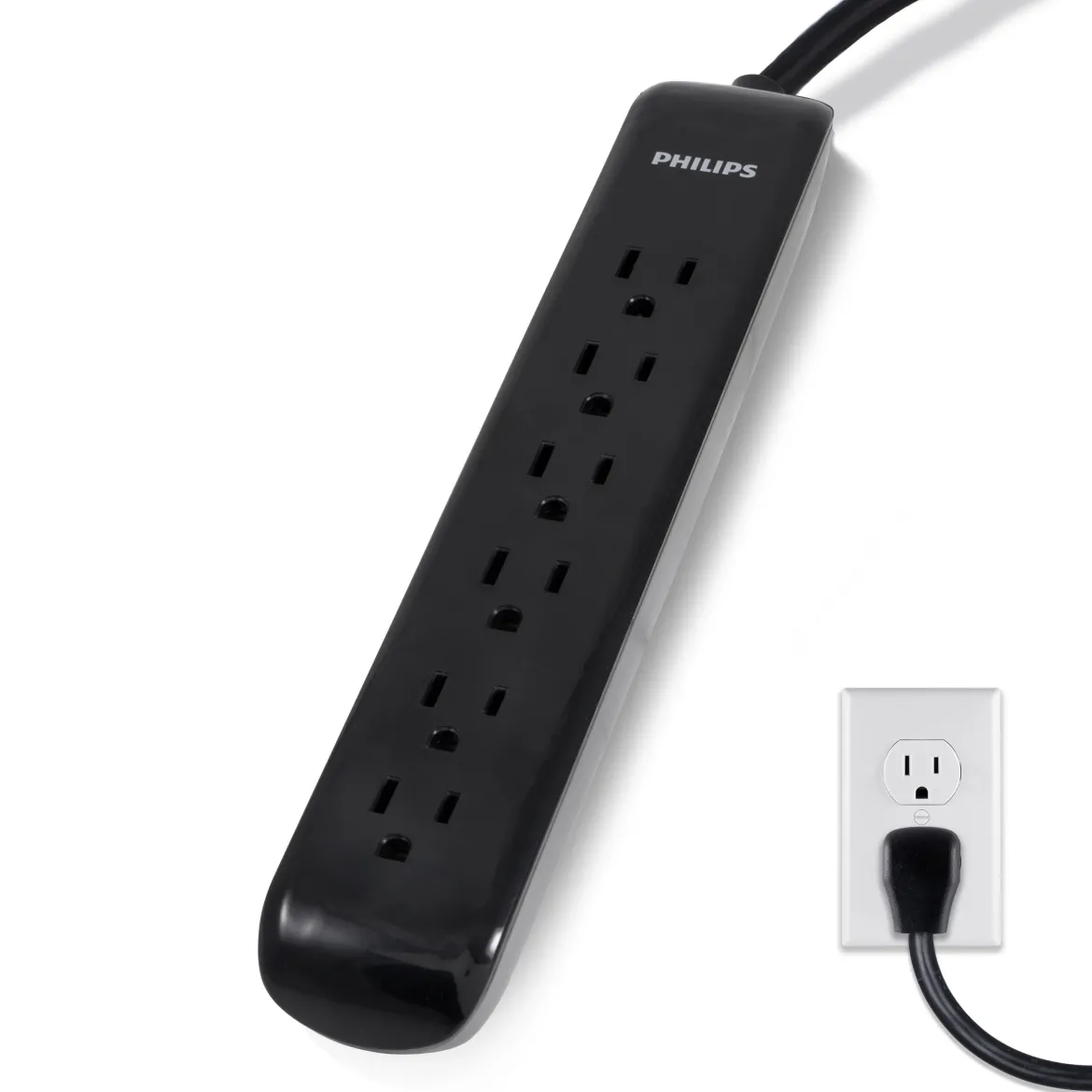 Philips 6-Outlet 4ft. Surge Protector, Black