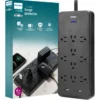 Philips 10-Outlet 6ft. 2 USB-A Surge Protector With Adapter-Spaced Outlets, Black