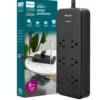 Philips 5-Outlet 6ft. 1 USB-A 1 USB-C Surge Protector With Adapter-Spaced Outlets, Black