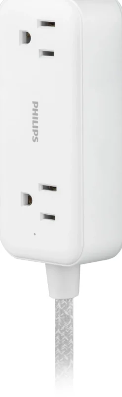 Philips 2-Outlet, 6 ft. USB-Charging Extension Cord, White/Gray