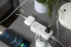 Philips 2-Outlet, 6 ft. USB-Charging Extension Cord, White/Gray