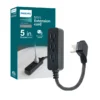 Philips 3-Outlet Grounded Mini Extension Cord, Flat Plug, Black
