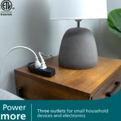 Philips 3-Outlet Grounded Mini Extension Cord, Flat Plug, Black