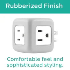 Philips 3-Outlet Rubberized Cube Tap, 245J, Gray