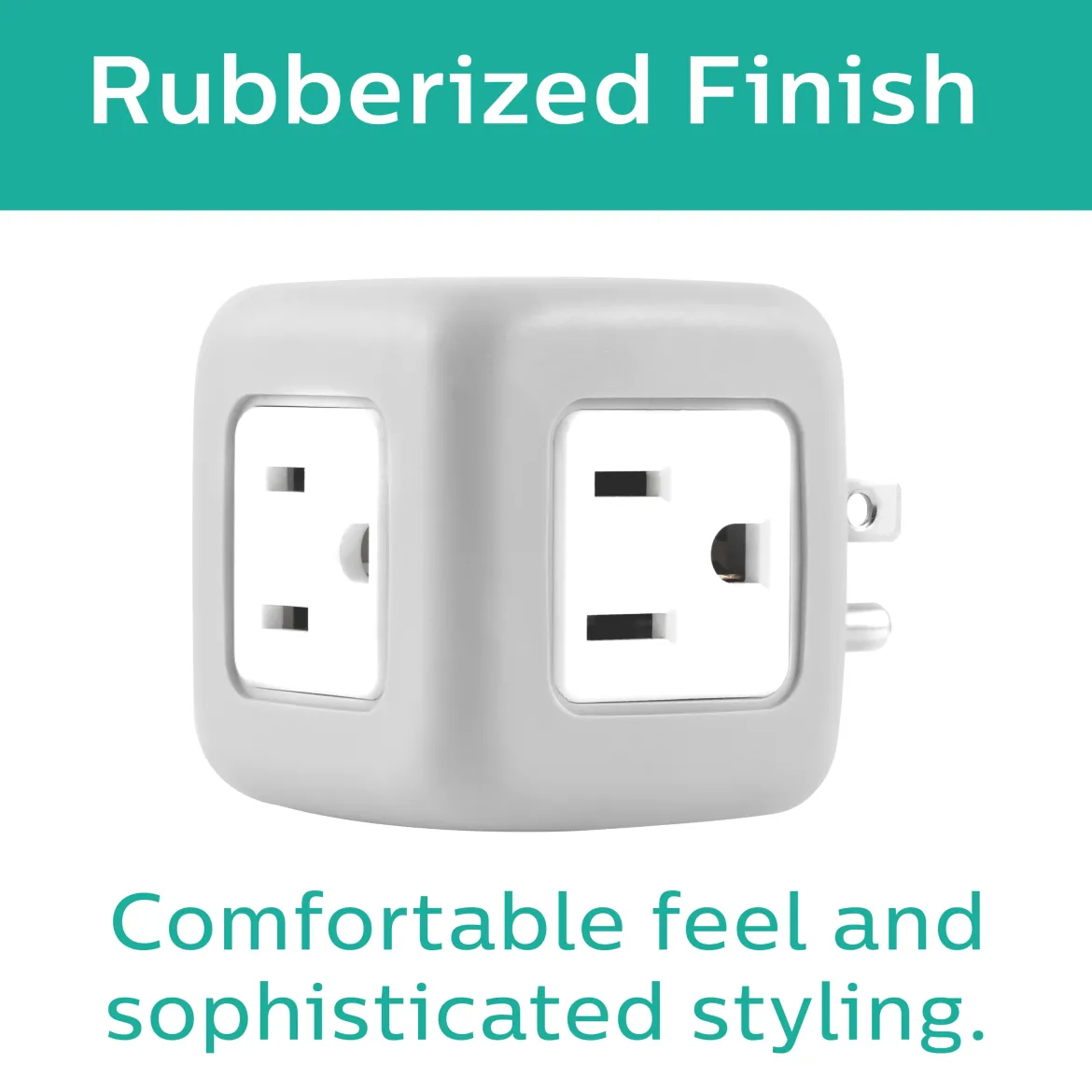 Philips 3-Outlet Rubberized Cube Tap, 245J, Gray
