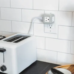 Philips 3-Outlet Rubberized Cube Tap, 245J, Gray