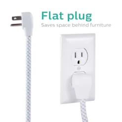 Philips 6-Outlet Surge Protector, 1080J, 10ft Braided Cord, White/Gray