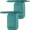 Philips 6-Outlet Tap with Device Shelf, 450J, 2USB (2.4A), Teal, 2pk