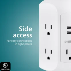 Philips 5-Outlet USB-A Charging Surge Protector